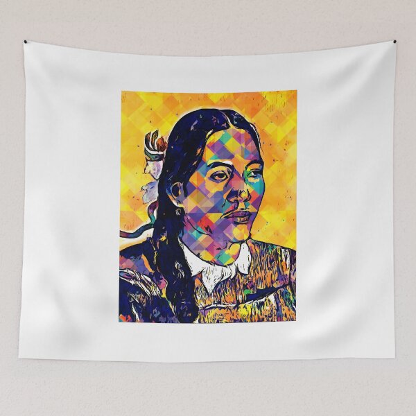 Item preview, Tahitian Woman with a Flower - Vahine no te tiare - colorful pop art effect designed and sold by NickoPrints.