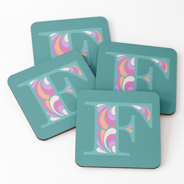 Item preview, Letter F Fancy Monogram Hippie Initial Teal designed and sold by everything4eva.