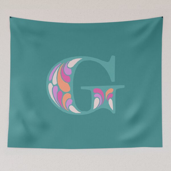Item preview, Letter G Fancy Monogram Hippie Initial Teal designed and sold by everything4eva.