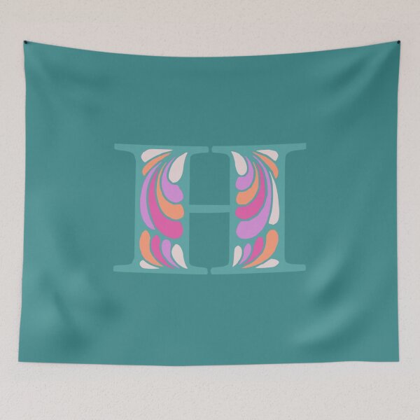 Item preview, Letter H Fancy Monogram Hippie Initial Teal designed and sold by everything4eva.