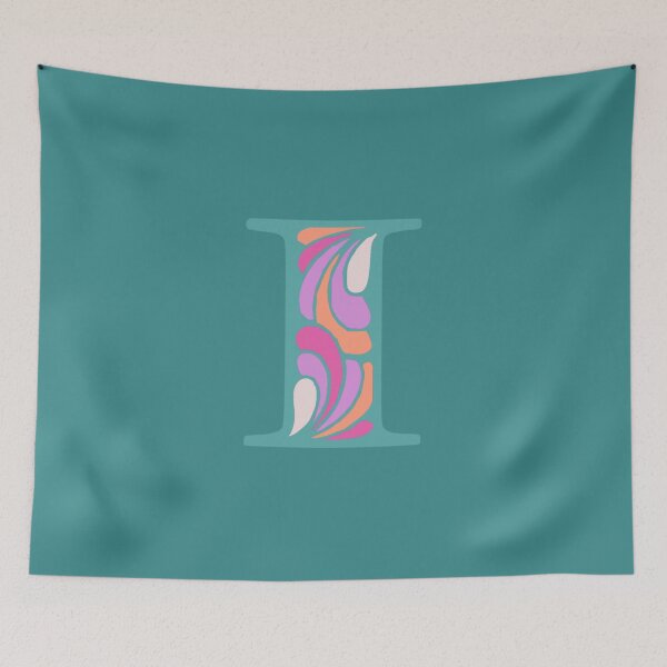 Item preview, Letter I Fancy Monogram Hippie Initial Teal designed and sold by everything4eva.