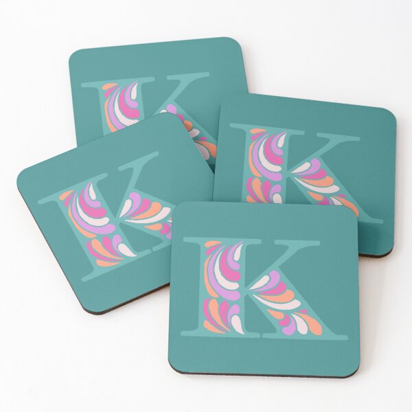 Item preview, Letter K Fancy Monogram Hippie Initial Teal designed and sold by everything4eva.