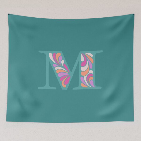 Item preview, Letter M Fancy Monogram Hippie Initial Teal designed and sold by everything4eva.