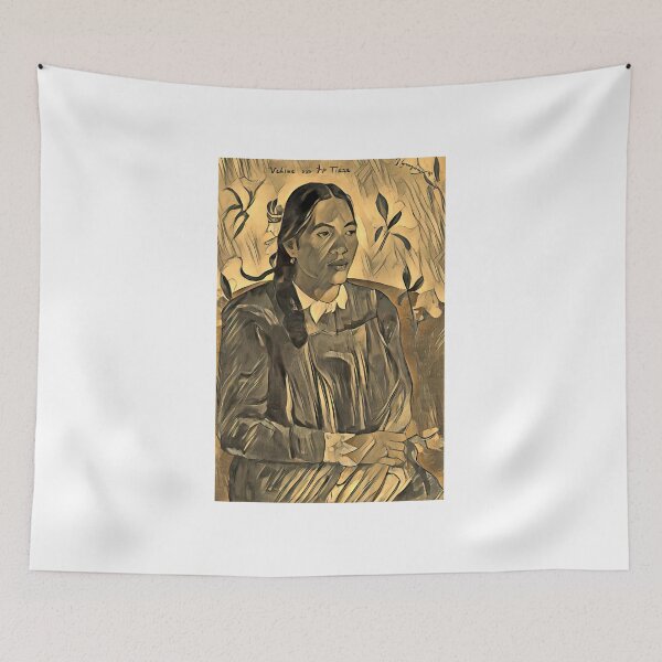 Item preview, Tahitian Woman with a Flower - Vahine no te tiare - monochrome recreation designed and sold by NickoPrints.