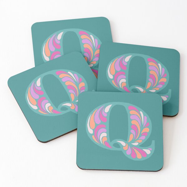 Item preview, Letter Q Fancy Monogram Hippie Initial Teal designed and sold by everything4eva.