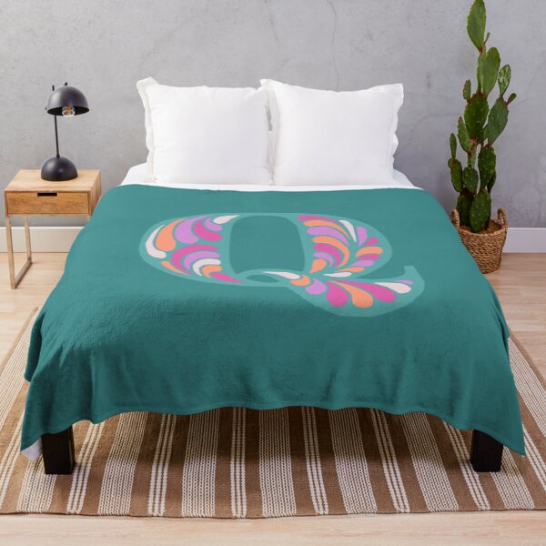 Aperçu de l'œuvre Lettre Q Fantaisie Monogramme Hippie Initiale Sarcelle créée et vendue par everything4eva.
