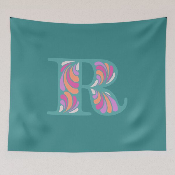 Item preview, Letter R Fancy Monogram Hippie Initial Teal designed and sold by everything4eva.