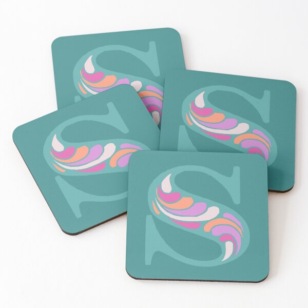 Item preview, Letter S Fancy Monogram Hippie Initial Teal designed and sold by everything4eva.