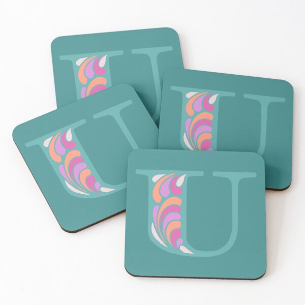 Item preview, Letter U Fancy Monogram Hippie Initial Teal designed and sold by everything4eva.