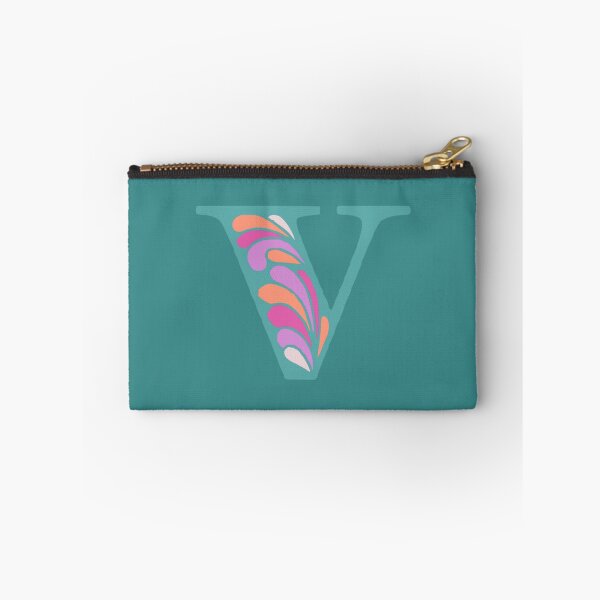Item preview, Letter V Fancy Monogram Hippie Initial Teal designed and sold by everything4eva.