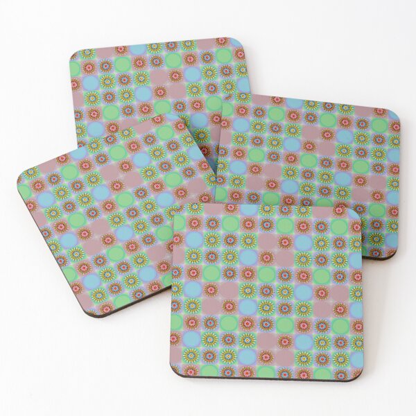Item preview, Colorful Floral Mandala Grid Pattern- Soft Dim Pallet designed and sold by BlissDrizzle.
