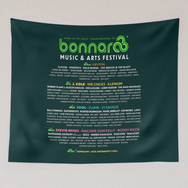 Aperçu de l'œuvre Programmation du festival de musique de Bonnaroo 2022 créée et vendue par Fredland.