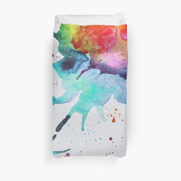 Rainbow Chakra Watercolor Splash Duvet Cover
