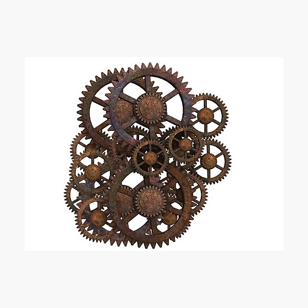 Rusty Steampunk Metal Gears Photographic Print