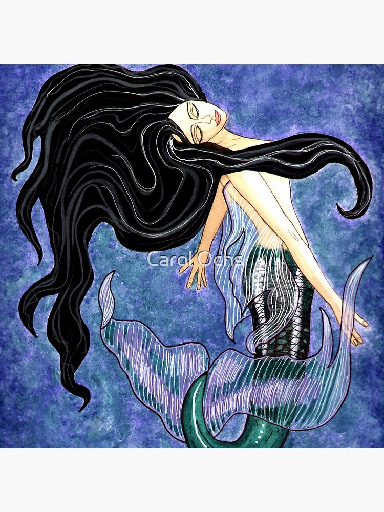 Thumbnail 4 of 4, Pillow, Mermaiden - Mermaid Fantasy Art designed and sold by CarolOchs.
