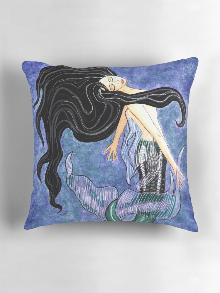 Thumbnail 3 of 4, Pillow, Mermaiden - Mermaid Fantasy Art designed and sold by CarolOchs.