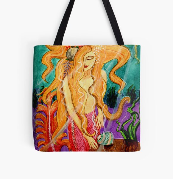 Sanibel Siren - Mermaid Fantasy Art All Over Print Tote Bag
