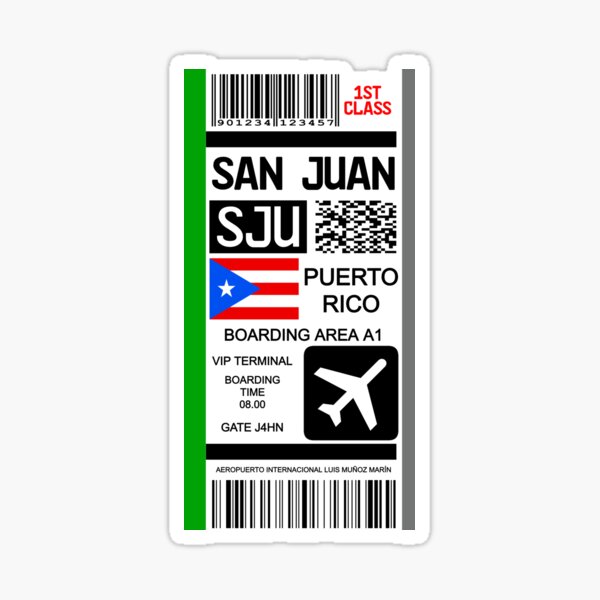 Item preview, San Juan Puerto Rico travel ticket version 2 designed and sold by Travellerz.