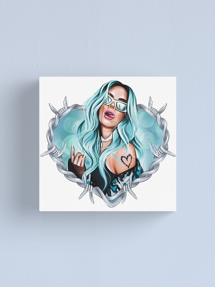 "Karol G with Blue Hair in The Wire Heart Illustration " Canvas Print for Sale by OmoYolo 