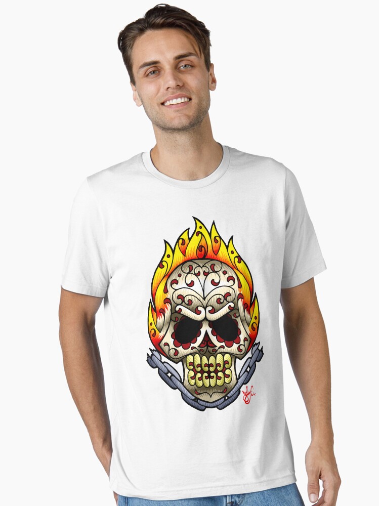 Thumbnail 2 of 7, Essential T-Shirt, Ghost Rider Sugarskull designed and sold by jabwai.