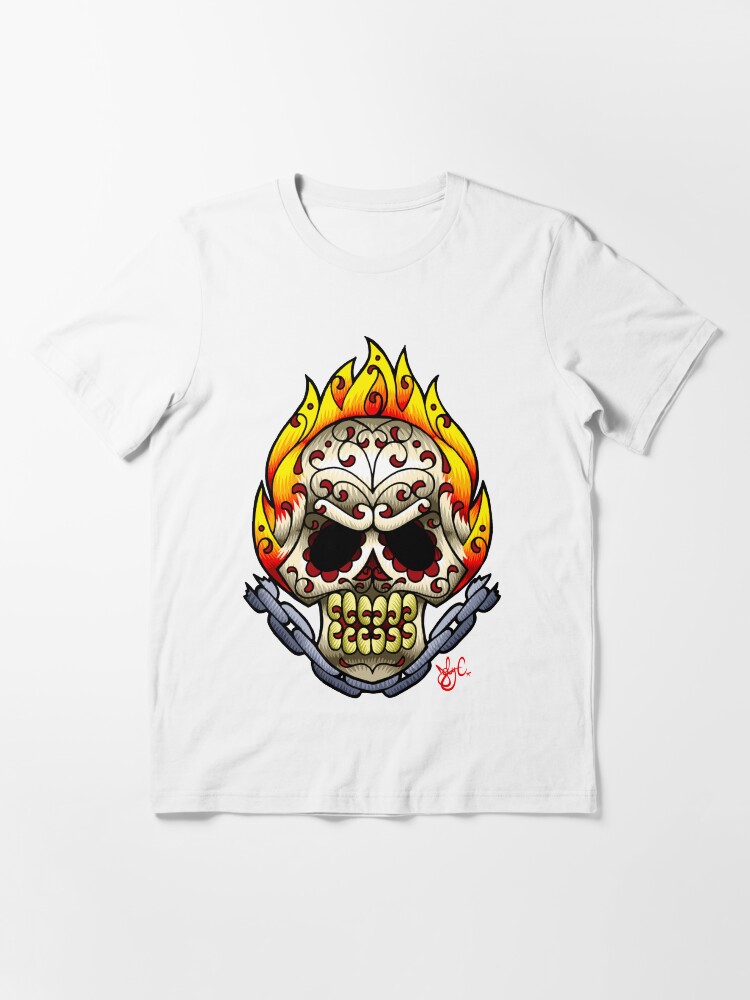 Thumbnail 3 of 7, Essential T-Shirt, Ghost Rider Sugarskull designed and sold by jabwai.
