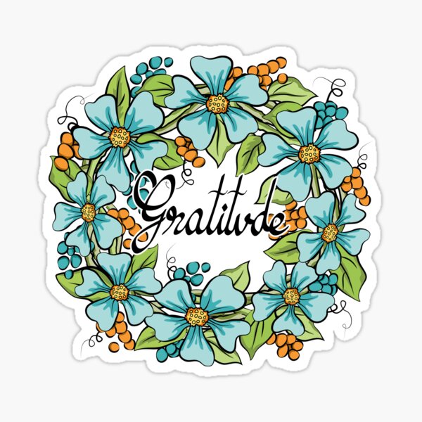 Gratitude Floral Wreath Art Sticker