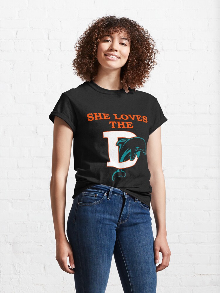 Funny She Loves The Miami D Pro Football Classic T-Shirt for Sale