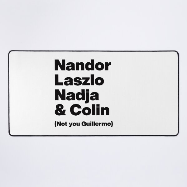 Aperçu de l'œuvre Nandor Laszlo Nadja et Colin (Pas vous Guillermo) - Ce que nous faisons dans l'ombre - Graphique en texte noir créée et vendue par TypeHaus™.