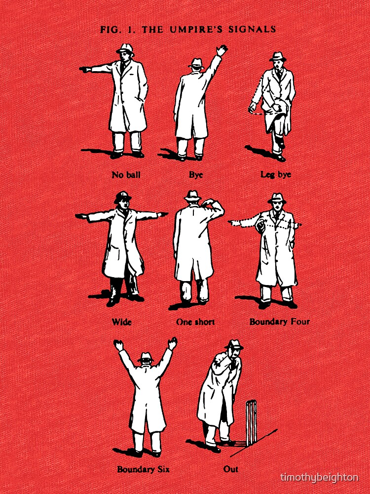 "Cricket Umpires 'Signals'. OWZAT!" Tshirt by timothybeighton Redbubble