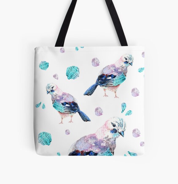 Blue Birds All Over Print Tote Bag
