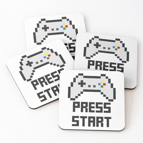 Item preview, Retro Pixel Art Drawing of a Videogame Controller With Press Start Quote Black Color designed and sold by RiciPaneto.