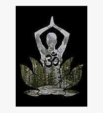 OM Namaste Yoga Pose Mountain Forest Duality Photographic Print