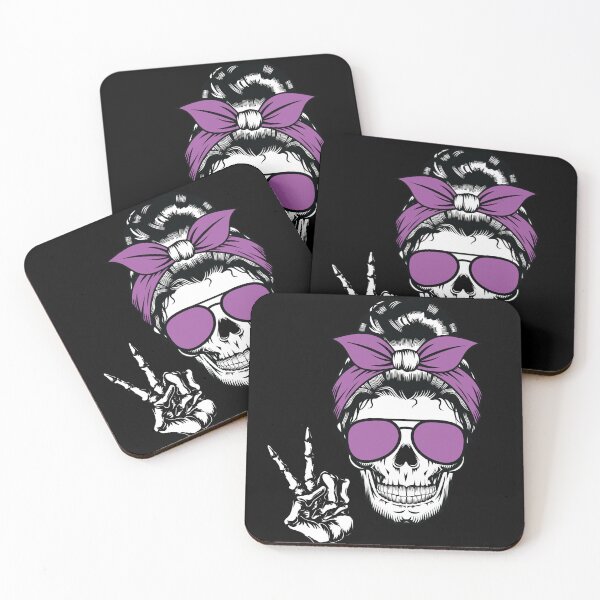 Item preview, Messy Bun Bandana Peace Sign Skeleton Halloween Mom designed and sold by Med ing.