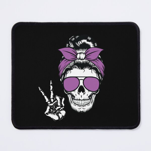 Item preview, Messy Bun Bandana Peace Sign Skeleton Halloween Mom designed and sold by Med ing.