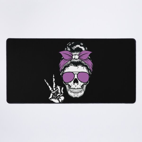 Item preview, Messy Bun Bandana Peace Sign Skeleton Halloween Mom designed and sold by Med ing.