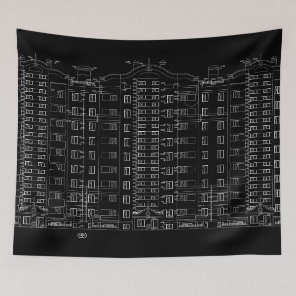 Item preview, Multistory building facade, vector architectural technical blueprint designed and sold by Familyshmot.