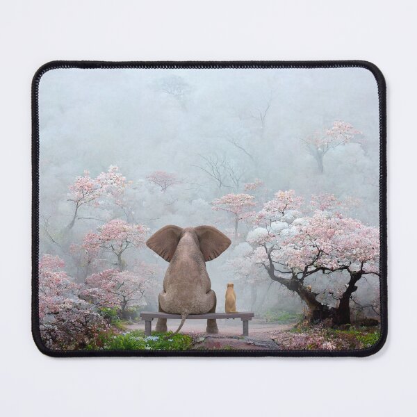 Item preview, elephant and dog in japanese garden designed and sold by Mike Kiev art.