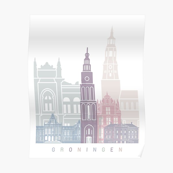 "GRONINGEN SKYLINE POSTER PASTEL" Poster for Sale by paulrommer Redbubble