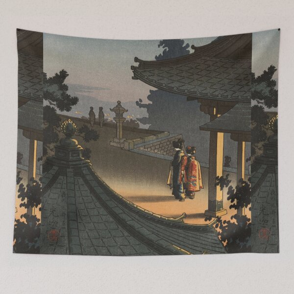 Item preview, Evening at Miidera Temple by Tsuchiya Koitsu designed and sold by Takeda-art.