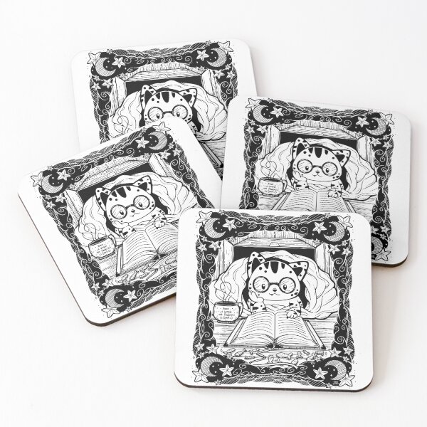 Item preview, Cozy Cat in A Blanket with Book Line Art Illustration designed and sold by ZaryaKiqo.