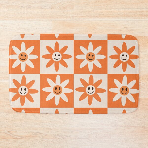 Item preview, Checkered orange and white Smiling flower pattern  designed and sold by Yasminepatterns .