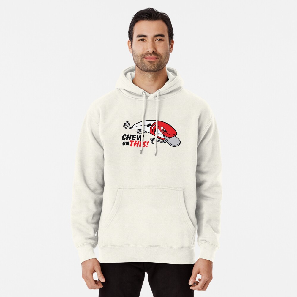 Fishing lure chew on this Pullover Hoodie for Sale by RawrDinos