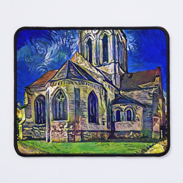Artikelvorschau, Eglise Notre-Dame-de-l'Assomption d'Auvers-sur-Oise - digital painting in the style of van Gogh entworfen und verkauft von NickoPrints.