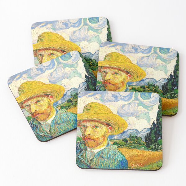 Item preview, Van Gogh Self-Portrait with Straw Hat in front of Wheat Field with Cypresses designed and sold by NickoPrints.