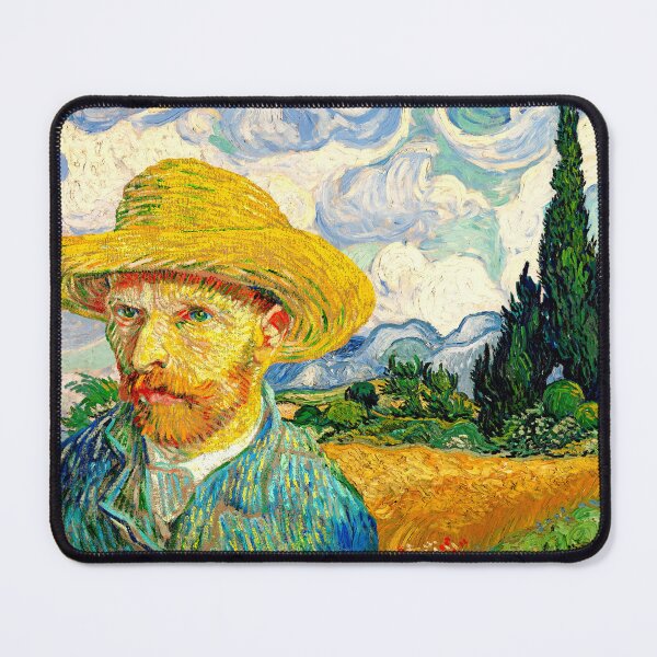 Item preview, Van Gogh Self-Portrait with Straw Hat in front of Wheat Field with Cypresses designed and sold by NickoPrints.