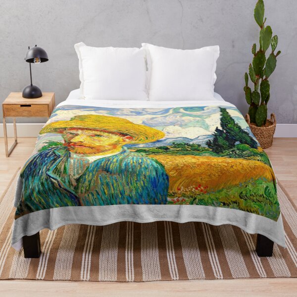 Item preview, Van Gogh Self-Portrait with Straw Hat in front of Wheat Field with Cypresses designed and sold by NickoPrints.