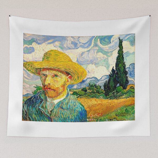 Item preview, Van Gogh Self-Portrait with Straw Hat in front of Wheat Field with Cypresses designed and sold by NickoPrints.