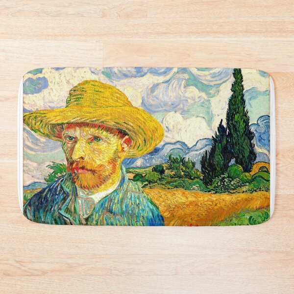 Item preview, Van Gogh Self-Portrait with Straw Hat in front of Wheat Field with Cypresses designed and sold by NickoPrints.