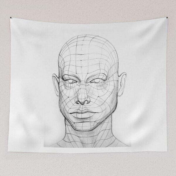 Item preview, Head of the Person with a 3d Grid.  Wire Model Drawing designed and sold by oanaunciuleanu.
