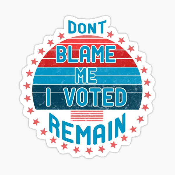 "Dont Blame Me I Voted Remain" Sticker For Sale By ReilyArt | Redbubble